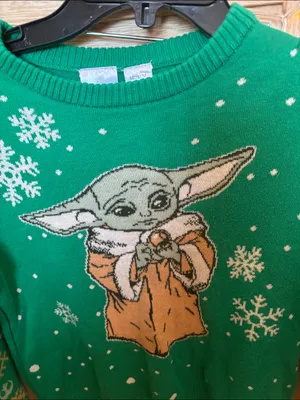 Disney Green Knit Holiday Sweater Medium thumbnail 2