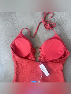 Cupshe NEW One Piece Halter Swimsuit Women’s Medium Deep Plunge Rings thumbnail 5