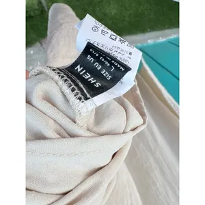 SHEIN Beige Twist Front Flutter‎ Sleeve V-Neck Maxi Dress Side Slit Size Large thumbnail 3