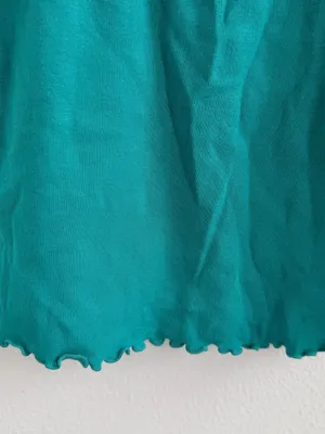 Kimchi Blue Turquoise Ruffle Trim Baby Tee Cottagecore Top thumbnail 4