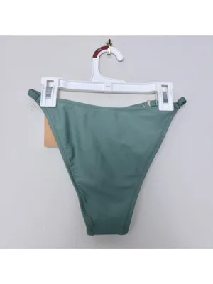 Shade & Shore NWT Ring Accent High Leg Extra Cheeky Bikini Bottom XS Green thumbnail 7