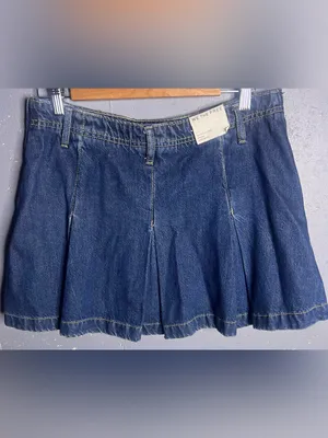 Free People Madison Ave Mini Skirt Denim Pleated. Size 30 thumbnail 4