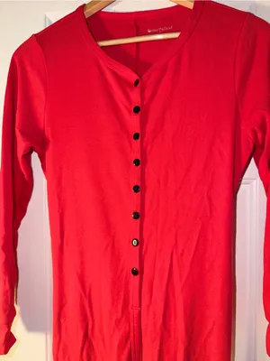 COLORFULLEAF Red Union Suit Onesie Pajamas Butt Flap Thermal Long Johns S thumbnail 3