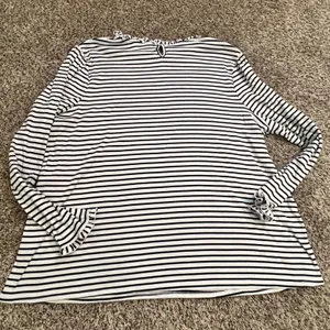 Croft & Barrow Women Plus 4X Striped Ruffle Neck Ribbed Long Sleeve Black White‎ thumbnail 5