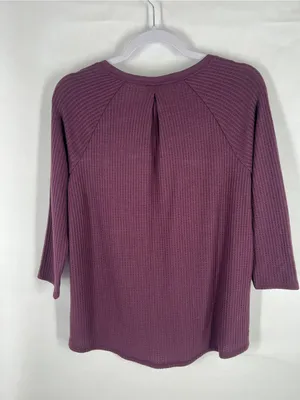 DB Sunday Purple Mixed‎ Knit V-Neck 3/4 Sleeve Top Size M thumbnail 6