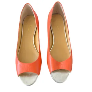 Cole Haan Nike Orange & Silver Leather Peep Toe Micro Heel Ballet Flat thumbnail 7