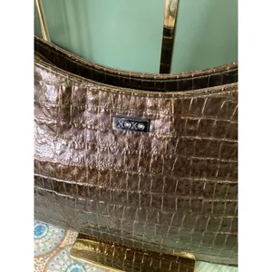 XOXO Metallic Bronze‎ Croc Embossed Shoulder Bag Y2K Baguette Brown Coquette thumbnail 2