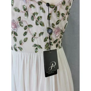 NWT Adrianna Papell Ivory Floral Beaded Sequin‎ Maxi Dress Size 6 Garden Party thumbnail 5