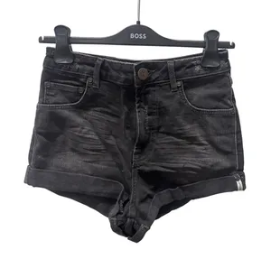 One Teaspoon Sz 26 High Waist Bandit Black Roll Cuffed Casual Denim Jean Shorts thumbnail 1