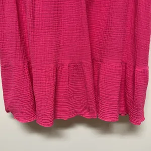 NWOT Emery Rose Vibrant Pink V-Neck 100% Cotton Gauze Dress Size L thumbnail 4