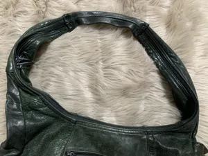 Dark green leather hobo shoulder bag purse thumbnail 6