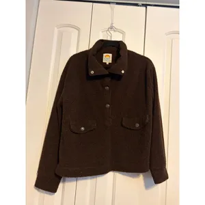 C&C California Brown‎ Fuzzy Fleece Snap Neck Pullover Top Women's Size L thumbnail 2
