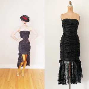 Vintage ‘80s Gunne Sax Goth Prom‎ Dress Fishtail Hem Rare HTF Dark Martitia thumbnail 2