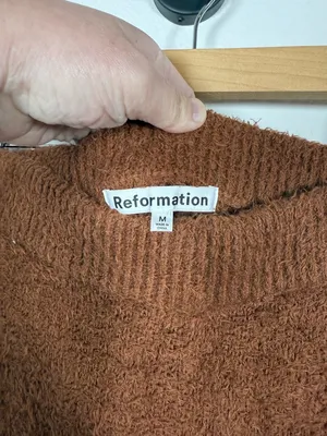 Reformation Isle Wide Leg Knit Pants Brown Organic Cotton Pull On Size M thumbnail 7