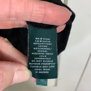 Lauren Ralph Lauren Black Cotton Modal Cap Sleeve Basics Top XL Preppy Minimal thumbnail 3