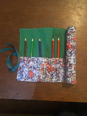 Handmade Rolled Pencil Pouch Green thumbnail 2