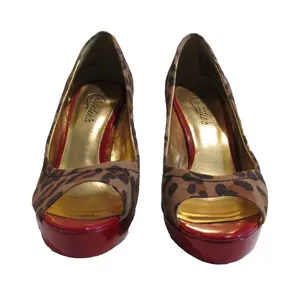 Candie’s Leopard Print Platform Stiletto Heels Women’s 6.5 Peep Toe Pre‑Owned thumbnail 1