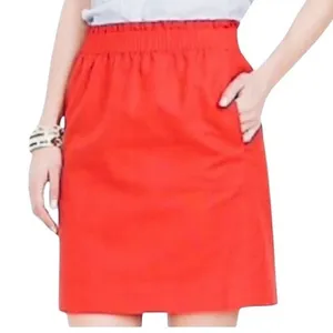 J.Crew Paperbag Waist Skirt Womens Small‎ Orange Linen Cotton Mini Pocket Skirt thumbnail 1