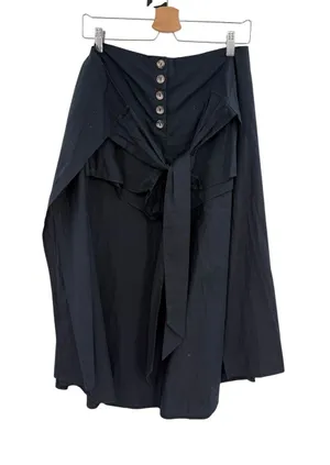 Free People Wrap Tie Front‎ Button Shorts Black Cotton Asymmetrical Size XS thumbnail 1