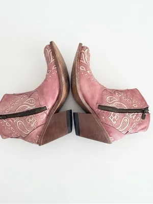 Dan Post Helena Pink Western Boho Ankle Boots Distressed Leather 7M #DPP 5626 thumbnail 5