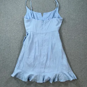 Hello Molly Blue Mini Dress Size 8 Ruffle Wrap Spaghetti Strap New thumbnail 10