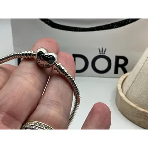 Pandora Moments Heart Clasp Snake Chain Bracelet 590719 Sterling Silver 6" thumbnail 4