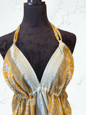 OCEAN BLUE APPAREL Halter Maxi Dress Boho Bohemian Paisley Shimmer Open Back thumbnail 4