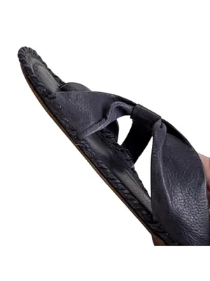 Free People Leather Bailey Slip-On Sandals Navy Size 7.5 thumbnail 5
