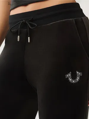 NWT True Religion Crystal HS Velour Straight Leg Track Pants – Black – XXL thumbnail 2