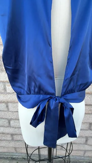 ✨ Deep Royal Blue Satin Boxy Crop Top | Size L thumbnail 6