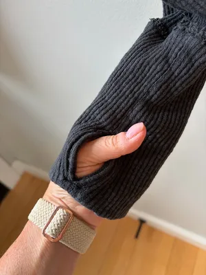 Marine Layer Cropped Ribbed Half-Zip Long Sleeve Top - XS thumbnail 3