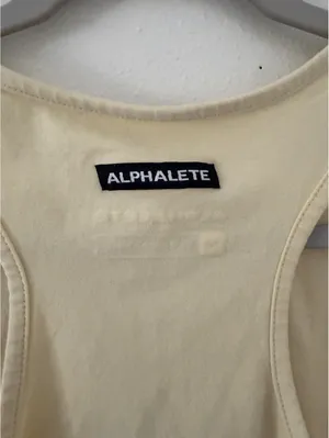 Alphalete LifeStyle Fit Cropped Yellow Cotton Racerback Tank Top size medium thumbnail 3