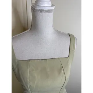 Minimalist Sage Green Structured Midi Dress - Size Large thumbnail 3