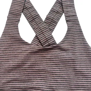 Lululemon Energy Bra Pink Charcoal Grey Striped Medium Support Size 6 thumbnail 2
