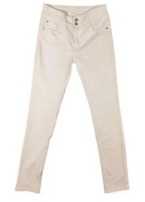 Puzzle Jeans Womens White Skinny Denim Pants Double Button‎ Mid Rise 27x29.5 thumbnail 1