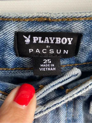 PacSun Playboy high waist straight leg back slash rainbow pocket casual jeans 25 thumbnail 9