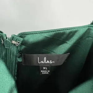 Lulus Down To Dance Emerald Green‎ Satin Gathered Tulip Midi Dress Size XL thumbnail 9