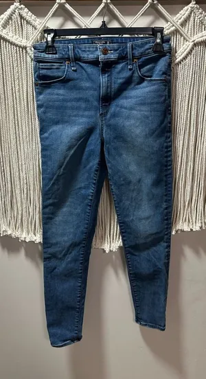 Abercrombie & Fitch Blue High-Rise Skinny Jeans thumbnail 1