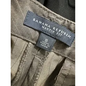 Banana Republic Martin Fit Pinstripe‎ Wide Leg Crop Pants Brown Cotton Silk 8 thumbnail 6