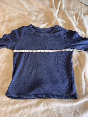AERIE Vintage Wash Navy Cotton Crewneck Long Sleeve Tee Women’s Top Sz S EUC thumbnail 5