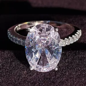 3Ct Diamond Oval Solitaire Ring All Sizes 925 Silver Bridal Wedding Logo Luxury Engagement Cz Bling 4.5 5 6 7 8 9 10 N thumbnail 1