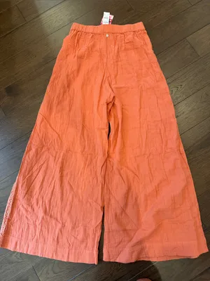 Roxy Apricot Golden Tropics Wide-Leg Pants Size Medium NWT - C72-017 thumbnail 6