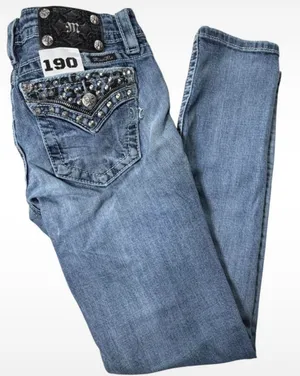 Y2K vintage miss me jeans 28×28 cyber grunge bling low rise skinny thumbnail 1