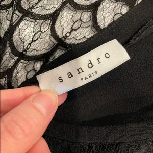 Sandro Paris Black Sleeveless Lace Cutouts Mini Shift Dress Womens 2 Formal thumbnail 7