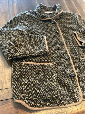 Orvis Tweed-Style Bouclé Jacket with Tan Trim XL thumbnail 3