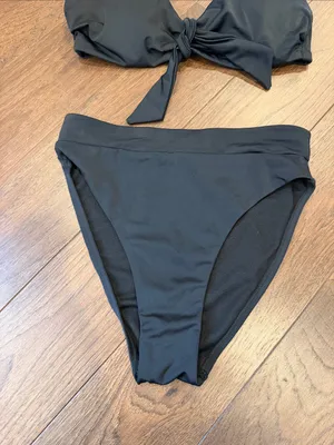 Swimsuits For All Black Tie-Front Bikini Set Size 4 - C16-062 thumbnail 2