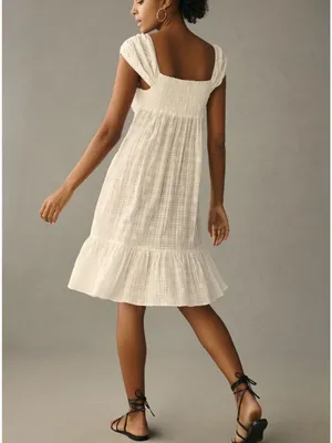 Anthropologie Cap-Sleeve Lace-Up Babydoll Dress Size XL thumbnail 2