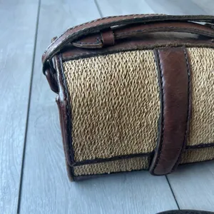 Vintage Leather woven bucket bag brown tone safari tan thumbnail 2