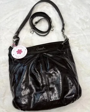 Coach Ashley Dark Brown Patent Leather Shoulder Bag F20462 thumbnail 1