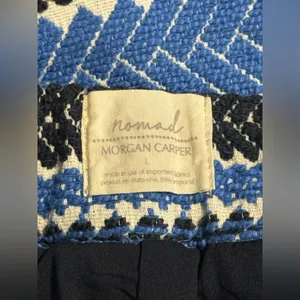 Nomad by Morgan Carper Blue and Black Cotton A-Line Skirt Large thumbnail 6